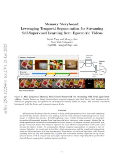 Memory Storyboard: Leveraging Temporal Segmentation for Streaming Self-Supervised Learning from Egocentric Videos