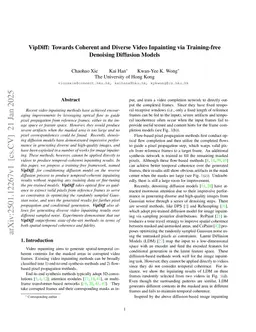 VipDiff: Towards Coherent and Diverse Video Inpainting via Training-free Denoising Diffusion Models
