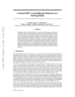 Control-ITRA: Controlling the Behavior of a Driving Model