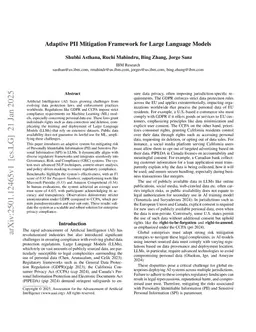 Adaptive PII Mitigation Framework for Large Language Models