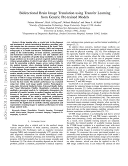 Bidirectional Brain Image Translation using Transfer Learning from Generic Pre-trained Models