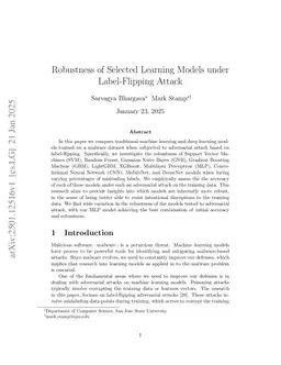 Robustness of Selected Learning Models under Label-Flipping Attack