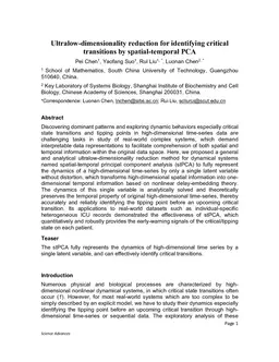 Ultralow-dimensionality reduction for identifying critical transitions by spatial-temporal PCA