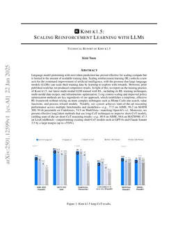 Kimi k1.5: Scaling Reinforcement Learning with LLMs