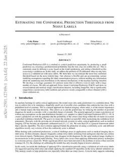 Conformal Prediction of Classifiers with Many Classes based on Noisy Labels