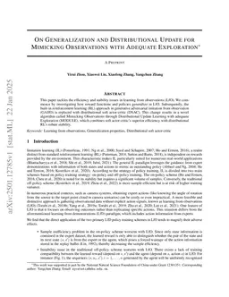 On Generalization and Distributional Update for Mimicking Observations with Adequate Exploration