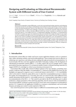 Designing and Evaluating an Educational Recommender System with Different Levels of User Control