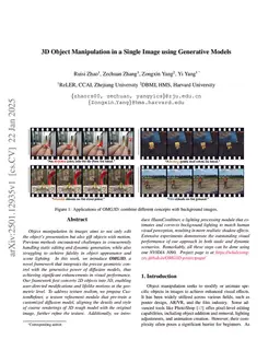 3D Object Manipulation in a Single Image using Generative Models