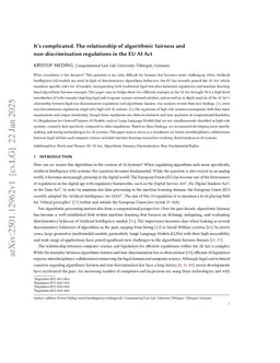 It's complicated. The relationship of algorithmic fairness and non-discrimination provisions for high-risk systems in the EU AI Act