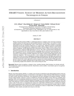 SMART-Vision: Survey of Modern Action Recognition Techniques in Vision