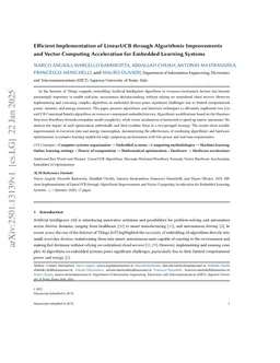 Efficient Implementation of LinearUCB through Algorithmic Improvements and Vector Computing Acceleration for Embedded Learning Systems