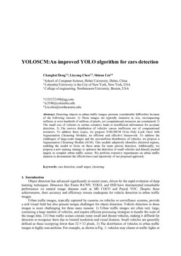 YOLOSCM: An improved YOLO algorithm for cars detection