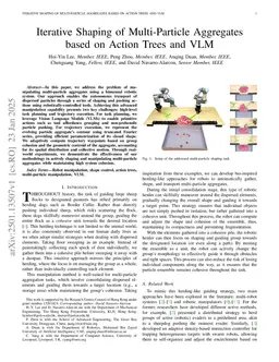 Iterative Shaping of Multi-Particle Aggregates based on Action Trees and VLM