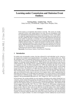 Learning under Commission and Omission Event Outliers