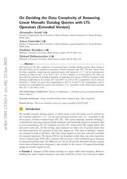 On Deciding the Data Complexity of Answering Linear Monadic Datalog Queries with LTL Operators(Extended Version)