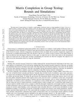 Matrix Completion in Group Testing: Bounds and Simulations