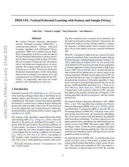 PBM-VFL: Vertical Federated Learning with Feature and Sample Privacy