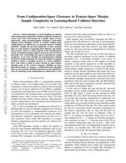 From Configuration-Space Clearance to Feature-Space Margin: Sample Complexity in Learning-Based Collision Detection