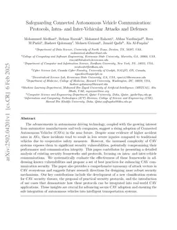 Safeguarding connected autonomous vehicle communication: Protocols, intra- and inter-vehicular attacks and defenses