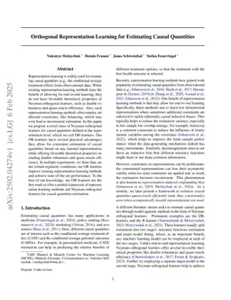 Orthogonal Representation Learning for Estimating Causal Quantities