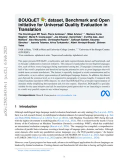 BOUQuET: dataset, Benchmark and Open initiative for Universal Quality Evaluation in Translation