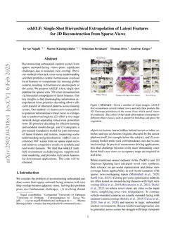 sshELF: Single-Shot Hierarchical Extrapolation of Latent Features for 3D Reconstruction from Sparse-Views