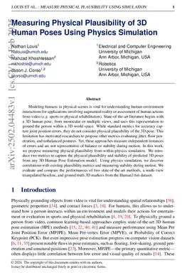Measuring Physical Plausibility of 3D Human Poses Using Physics Simulation
