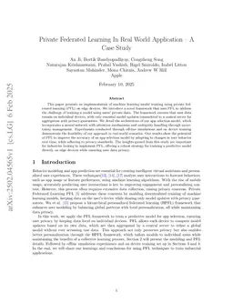 Private Federated Learning In Real World Application -- A Case Study