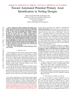Toward Automated Potential Primary Asset Identification in Verilog Designs