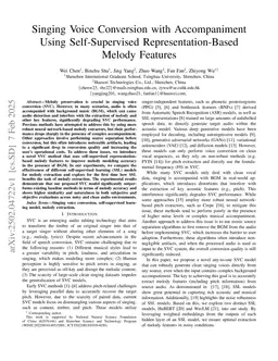 Singing Voice Conversion with Accompaniment Using Self-Supervised Representation-Based Melody Features