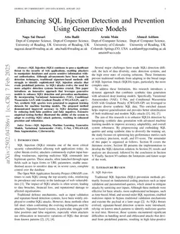 Enhancing SQL Injection Detection and Prevention Using Generative Models