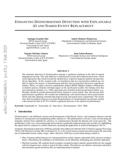 Enhancing Disinformation Detection with Explainable AI and Named Entity Replacement