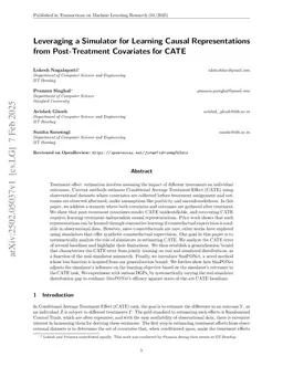 Leveraging a Simulator for Learning Causal Representations from Post-Treatment Covariates for CATE