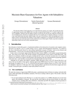 Maximin Share Guarantees for Few Agents with Subadditive Valuations