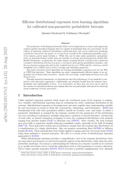 Efficient distributional regression trees learning algorithms for calibrated non-parametric probabilistic forecasts
