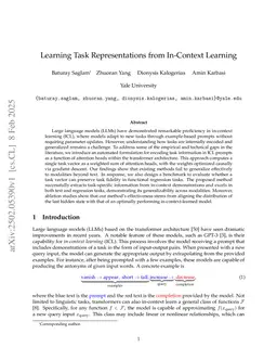 Learning Task Representations from In-Context Learning