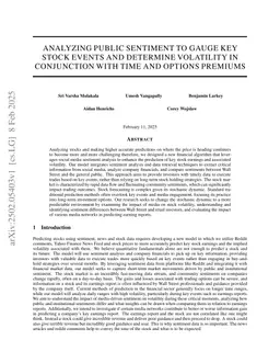 Analyzing public sentiment to gauge key stock events and determine volatility in conjunction with time and options premiums