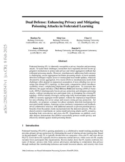 Dual Defense: Enhancing Privacy and Mitigating Poisoning Attacks in Federated Learning