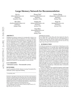 Large Memory Network for Recommendation