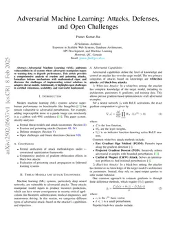 Adversarial Machine Learning: Attacks, Defenses, and Open Challenges