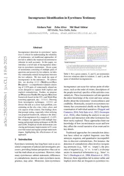 Incongruence Identification in Eyewitness Testimony