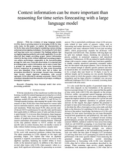 Context information can be more important than reasoning for time series forecasting with a large language model