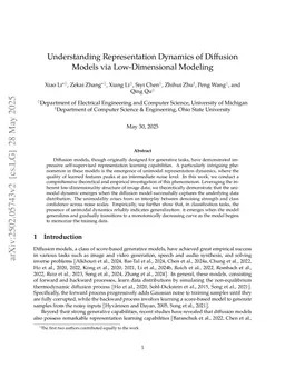 Understanding Representation Dynamics of Diffusion Models via Low-Dimensional Modeling