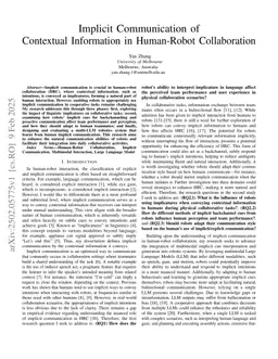 Implicit Communication of Contextual Information in Human-Robot Collaboration