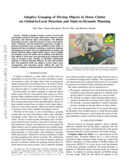 Adaptive Grasping of Moving Objects in Dense Clutter via Global-to-Local Detection and Static-to-Dynamic Planning
