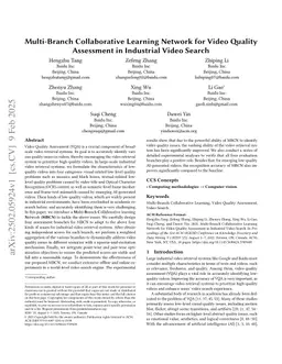 Multi-Branch Collaborative Learning Network for Video Quality Assessment in Industrial Video Search