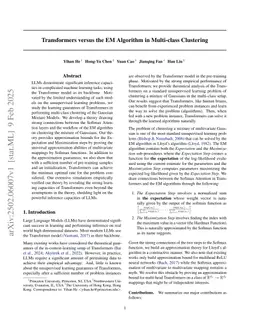 Transformers versus the EM Algorithm in Multi-class Clustering