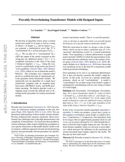 Provably Overwhelming Transformer Models with Designed Inputs