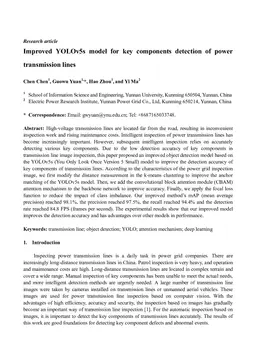 Improved YOLOv5s model for key components detection of power transmission lines