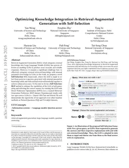 Optimizing Knowledge Integration in Retrieval-Augmented Generation with Self-Selection